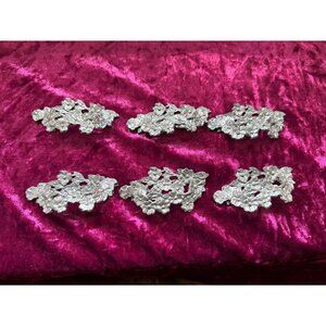 Vintage Metzke Pewter Floral Napkin Holders Set Of 6 With Tin 1988 Elegant